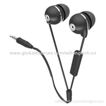 Black In-ear Earphones, Plastic Ear Housing with Microphone